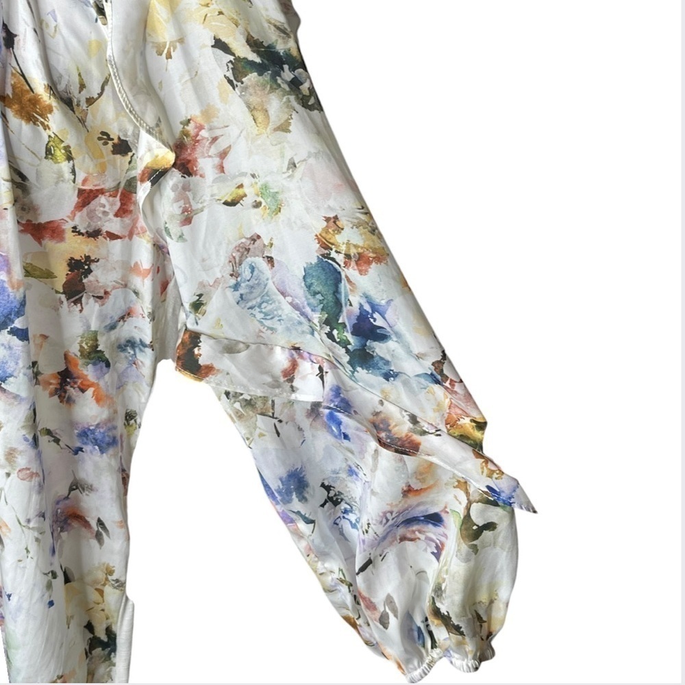 Anthropologie Dolan Floral Long Ruffle Sleeve Blouse Size Medium - Picture 14 of 15